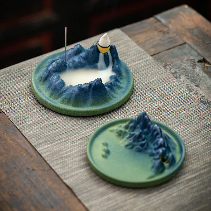ATELIER-TIBET Brûleur d'encens à refoulement en céramique Creative Mountain River
