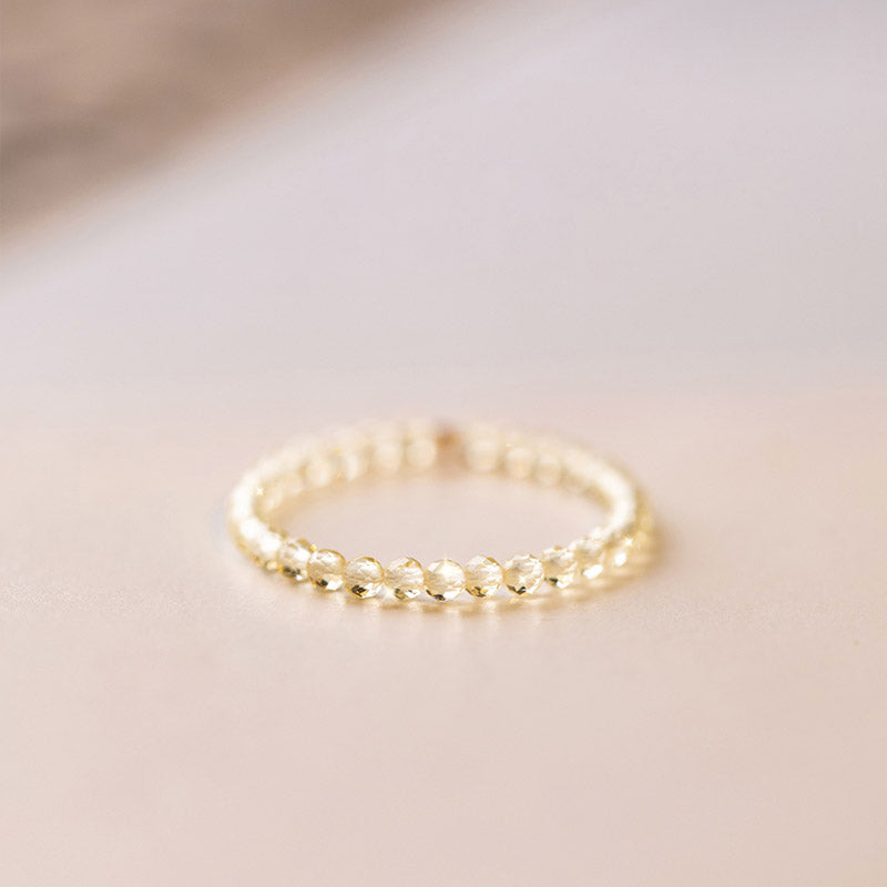 ATELIER-TIBET – Bague Prospérité en Citrine Naturelle – Plaqué Or 14 Carats – Anneau Lumineux Unisexe