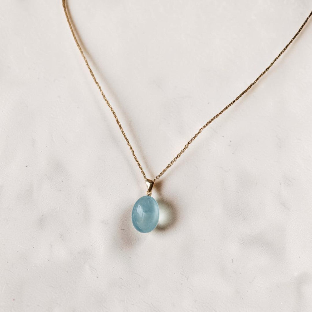 ATELIER-TIBET – Pendentif Calme Profond en Aigue-Marine & Argent