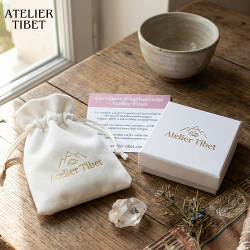 ATELIER-TIBET Bracelet Pierre Volcanique – Perles Naturelles Unisexe, Style Minéral