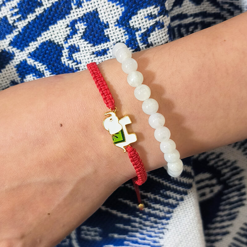 ATELIER-TIBET Bracelet Éléphant Argent 925 & Cordon Rouge Ajustable