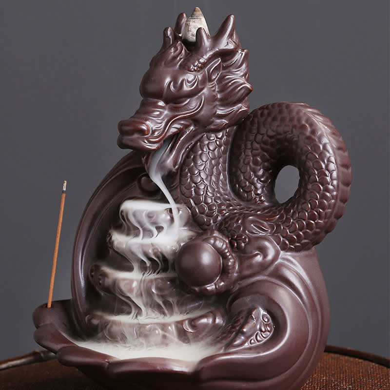 ATELIER-TIBET – Porte-Encens Dragon en Céramique – Énergie de Succès et Protection