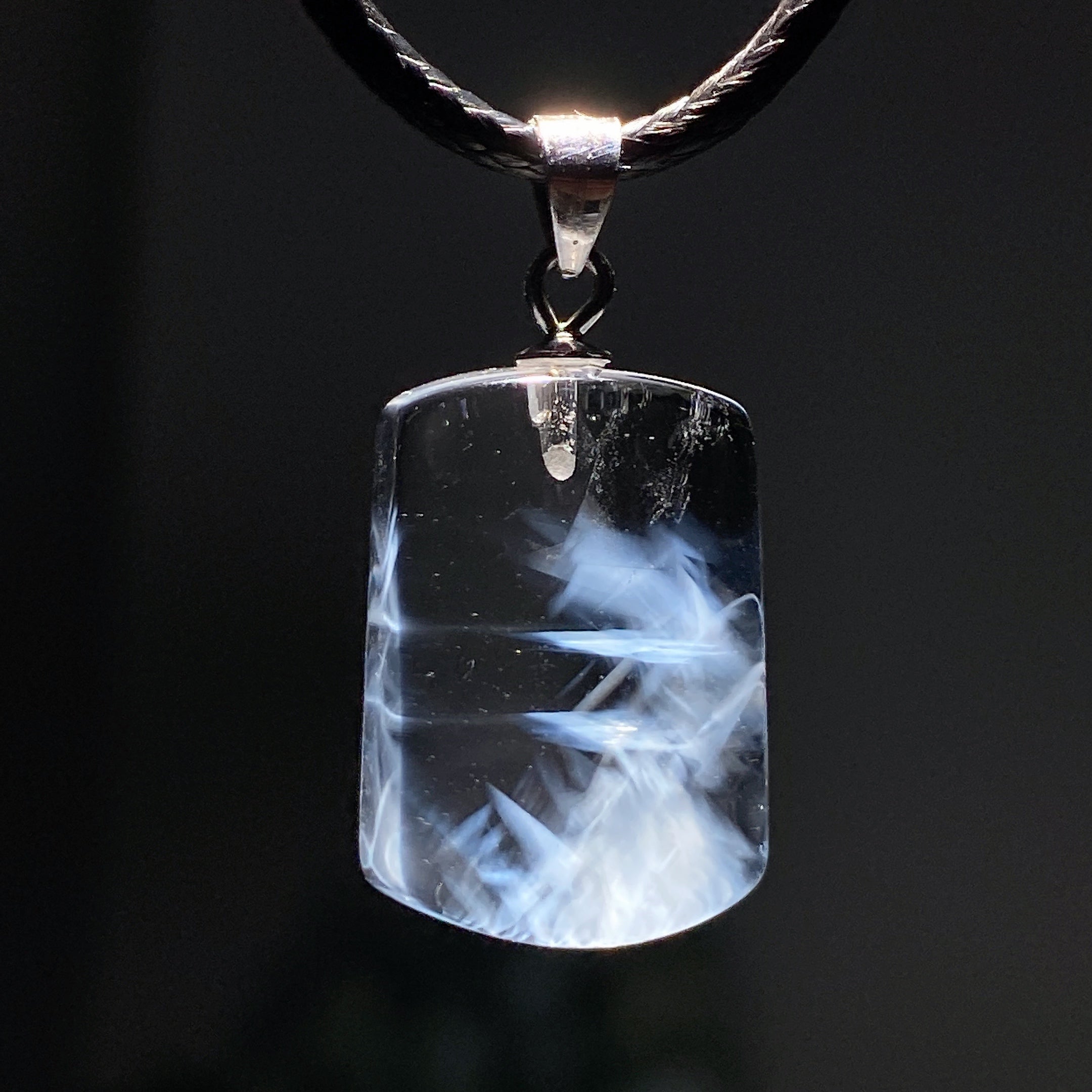 ATELIER-TIBET – Pendentif Quartz Aiguille Bleu Naturel & Argent 925