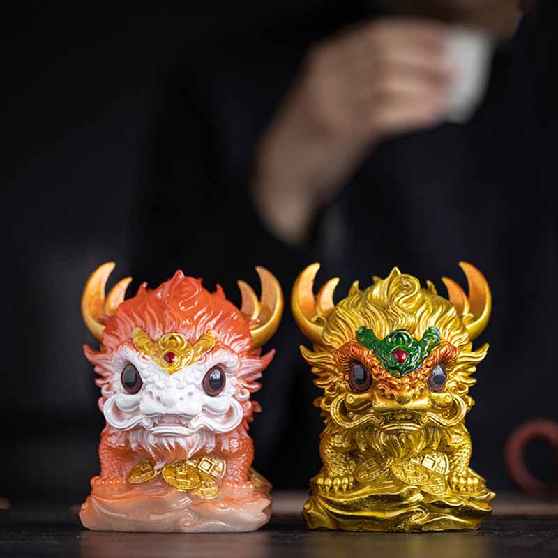 ATELIER-TIBET Pierres changeantes de couleur, petite figurine en résine Kirin pour décoration de maison