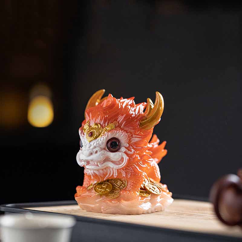 ATELIER-TIBET Pierres changeantes de couleur, petite figurine en résine Kirin pour décoration de maison