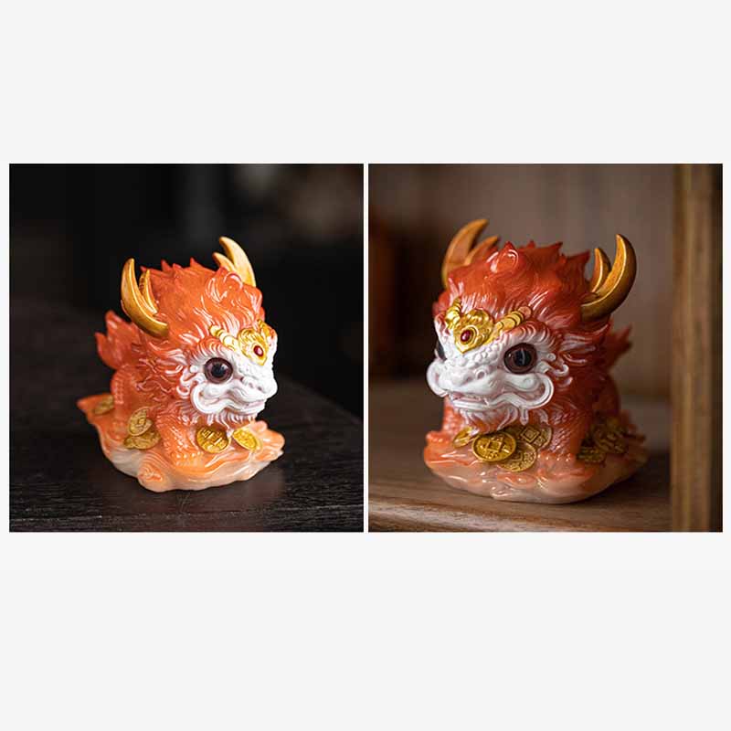 ATELIER-TIBET Pierres changeantes de couleur, petite figurine en résine Kirin pour décoration de maison