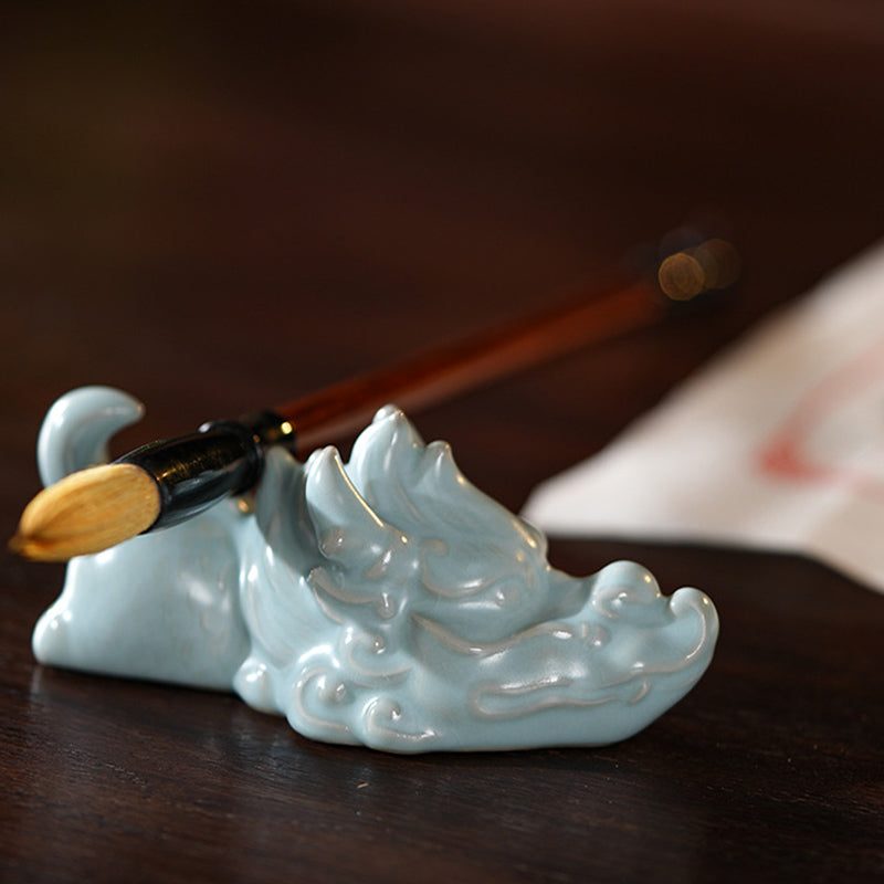 ATELIER-TIBET Année du Dragon Chance Thé en céramique Figurine pour animaux de compagnie Décoration de la maison
