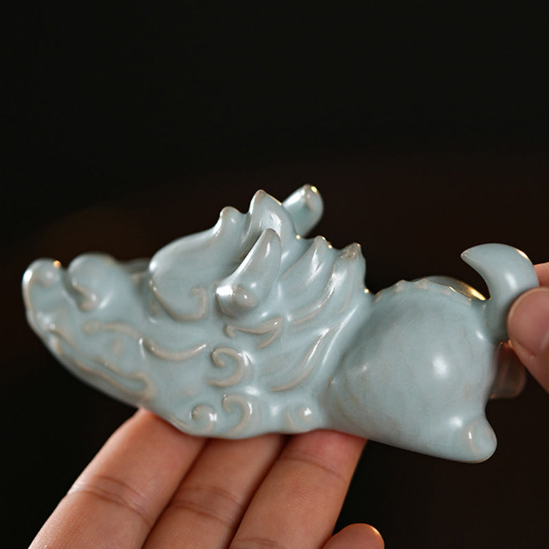 ATELIER-TIBET Année du Dragon Chance Thé en céramique Figurine pour animaux de compagnie Décoration de la maison