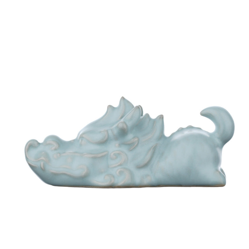 ATELIER-TIBET Année du Dragon Chance Thé en céramique Figurine pour animaux de compagnie Décoration de la maison