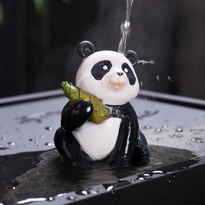 ATELIER-TIBET Pierres changeantes de couleur, petit panda mignon, bambou, thé, animal de compagnie, résine, figurine décorative pour la maison