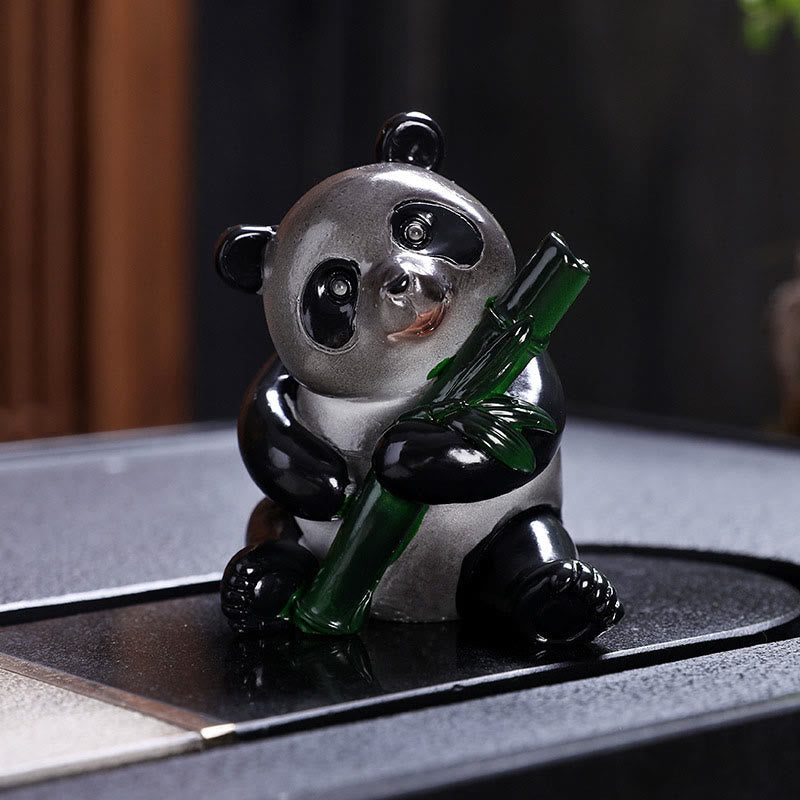 ATELIER-TIBET Pierres changeantes de couleur, petit panda mignon, bambou, thé, animal de compagnie, résine, figurine décorative pour la maison