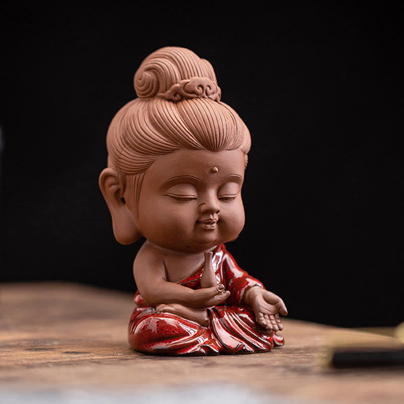 ATELIER-TIBET Mini Gautama bouddha Sakyamuni Kwan Yin Avalokitesvara Ksitigarbha sérénité décoration de bureau en céramique