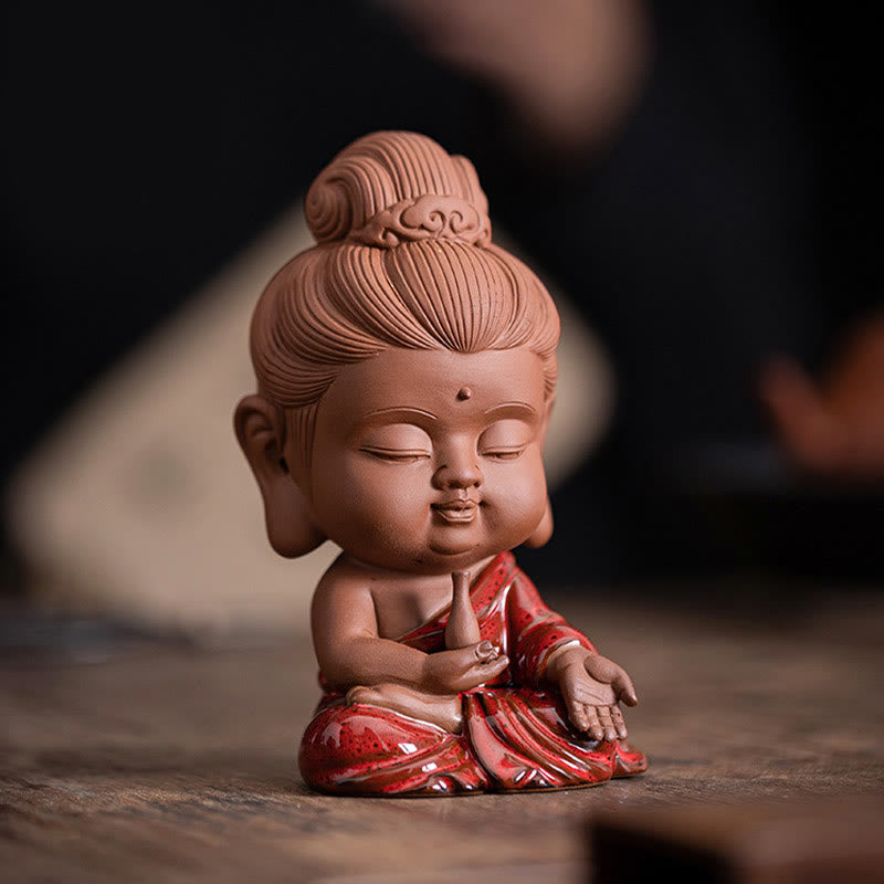 ATELIER-TIBET Mini Gautama bouddha Sakyamuni Kwan Yin Avalokitesvara Ksitigarbha sérénité décoration de bureau en céramique