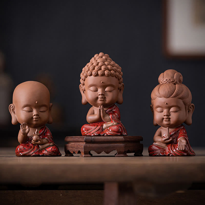 ATELIER-TIBET Mini Gautama bouddha Sakyamuni Kwan Yin Avalokitesvara Ksitigarbha sérénité décoration de bureau en céramique