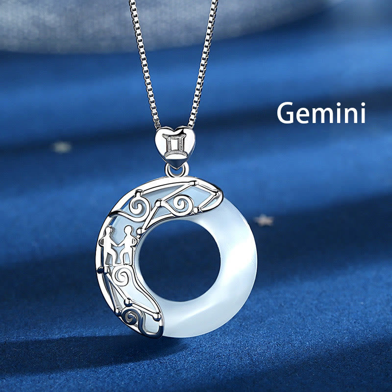 ATELIER-TIBET – Collier Zodiaque Œil de Chat Bleu en Argent Sterling 925 – Pendentif Astrologique Unisexe