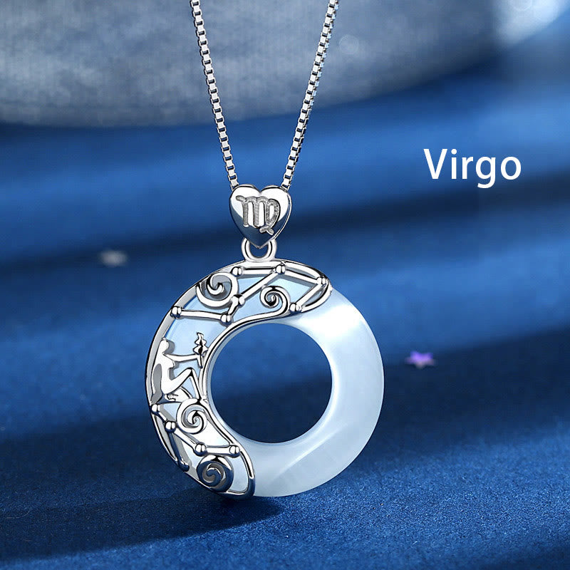 ATELIER-TIBET – Collier Zodiaque Œil de Chat Bleu en Argent Sterling 925 – Pendentif Astrologique Unisexe