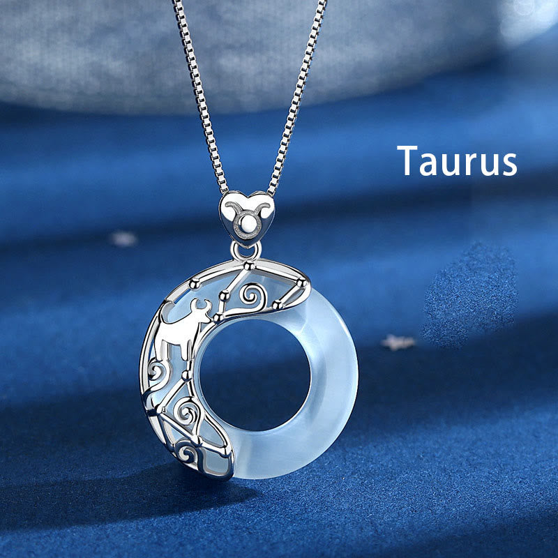 ATELIER-TIBET – Collier Zodiaque Œil de Chat Bleu en Argent Sterling 925 – Pendentif Astrologique Unisexe