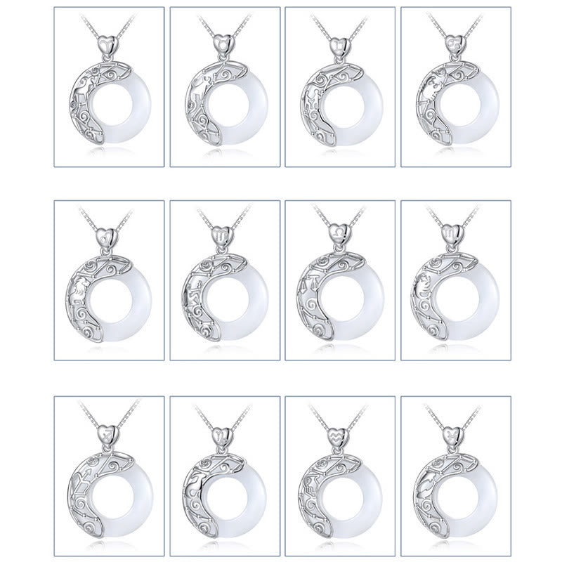ATELIER-TIBET – Collier Zodiaque Œil de Chat Bleu en Argent Sterling 925 – Pendentif Astrologique Unisexe