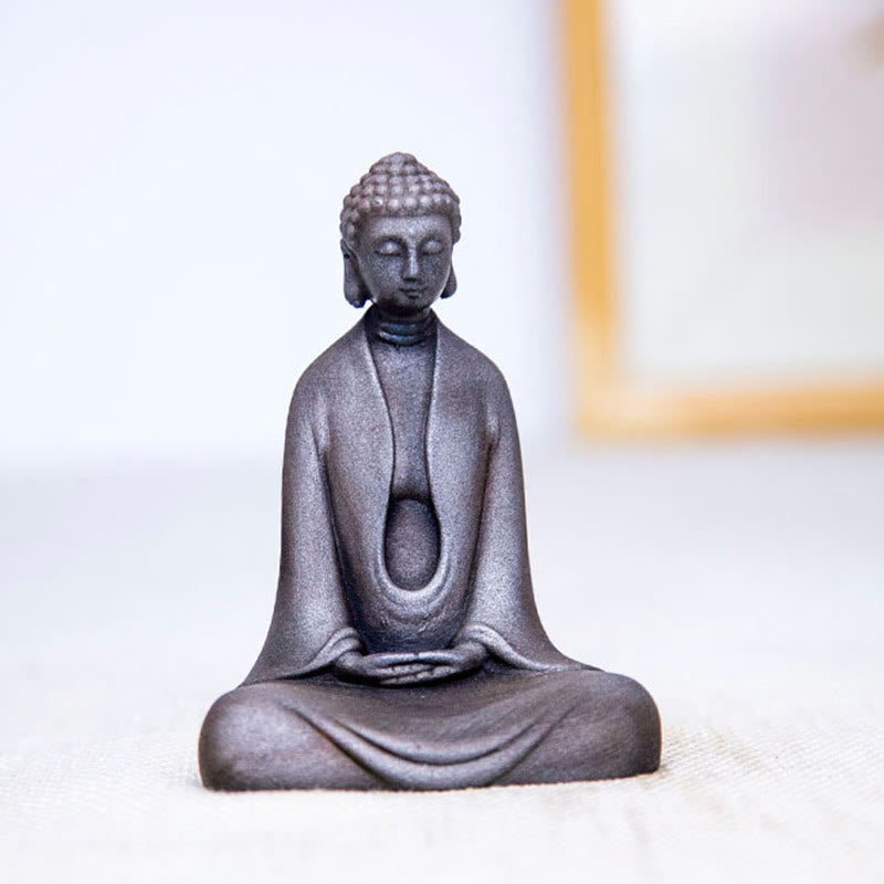 ATELIER-TIBET – Statue Bouddha Méditation en Poudre de Fer | Sculpture 12 cm Effet Rouille