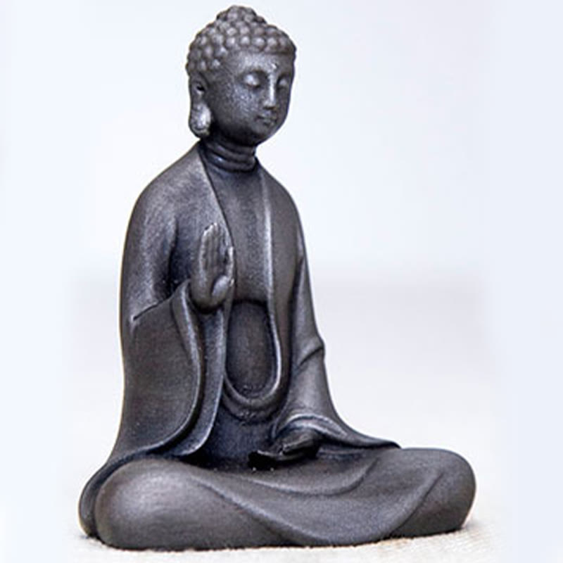 ATELIER-TIBET – Statue Bouddha Méditation en Poudre de Fer | Sculpture 12 cm Effet Rouille