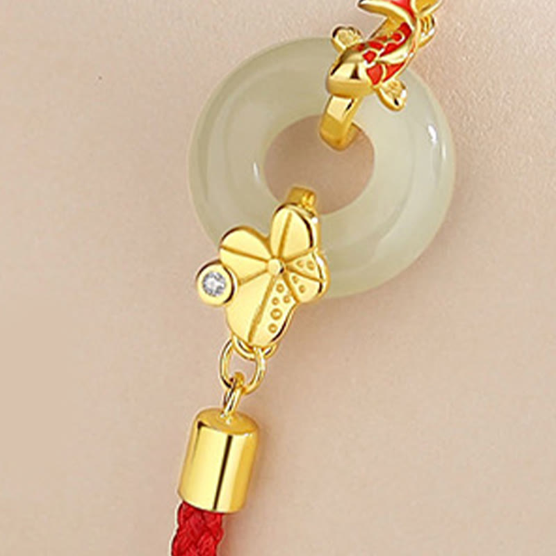ATELIER-TIBET – Bracelet en Jade Hetian & Cordon Rouge – Symbole de Paix et d’Harmonie – Perle 12 mm