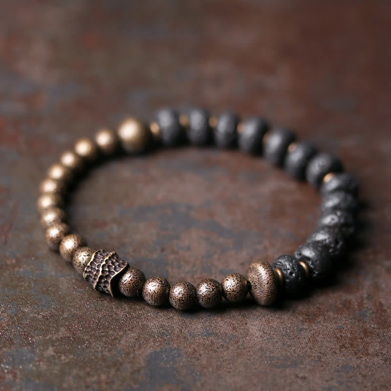 ATELIER-TIBET – Bracelet Spirituel en Pierre de Lave 8 mm & Cuivre