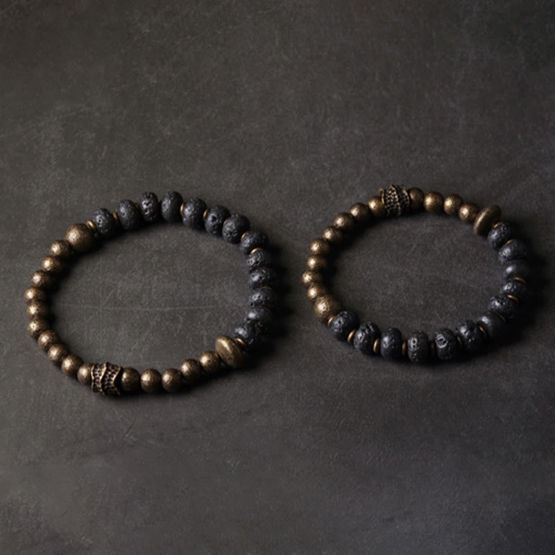 ATELIER-TIBET – Bracelet Spirituel en Pierre de Lave 8 mm & Cuivre