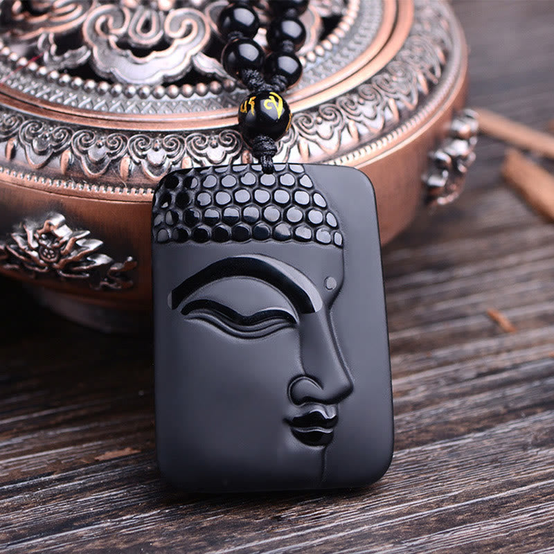 ATELIER-TIBET – Pendentif Bouddha en Obsidienne Noire Naturelle