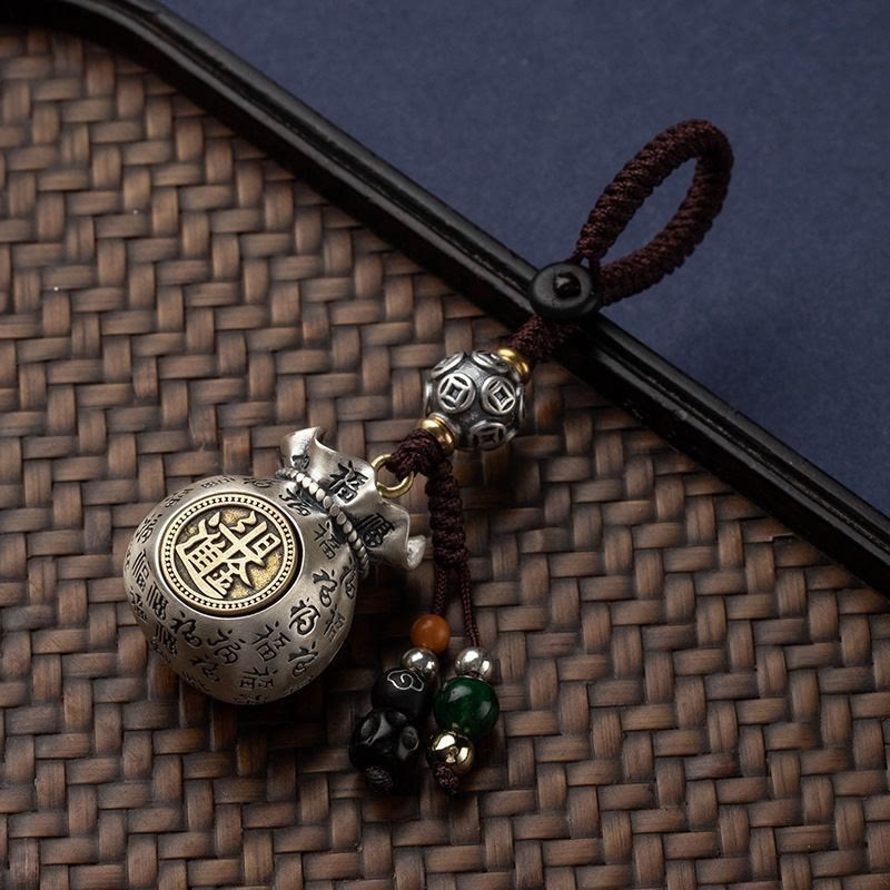 ATELIER-TIBET — Porte-clés Sac de Richesse Fu — Talisman Symbolique de Prospérité & Abondance