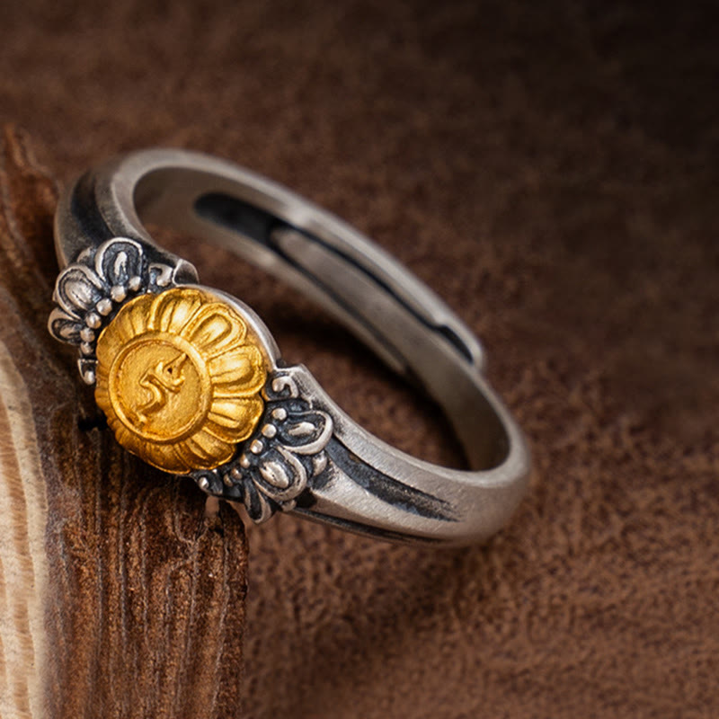 ATELIER-TIBET Bague Tara Argent 925 Plaqué Or Ajustable