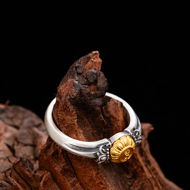 ATELIER-TIBET Bague Tara Argent 925 Plaqué Or Ajustable