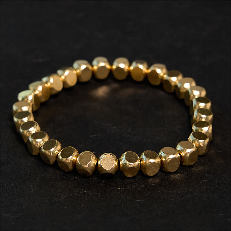 ATELIER-TIBET – Bracelet Porte-Bonheur en Cuivre Pur, Perles Cubiques 6 mm
