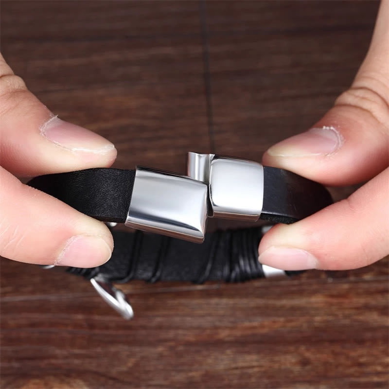 ATELIER-TIBET – Bracelet en Cuir & Pierre Naturelle Œil de Tigre Doré, Fermoir Magnétique