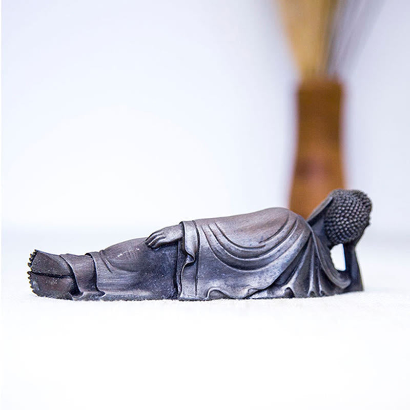 ATELIER-TIBET Bouddha couché Shakyamuni Poudre de fer Rouille Statue en résine coulée Décoration de la maison