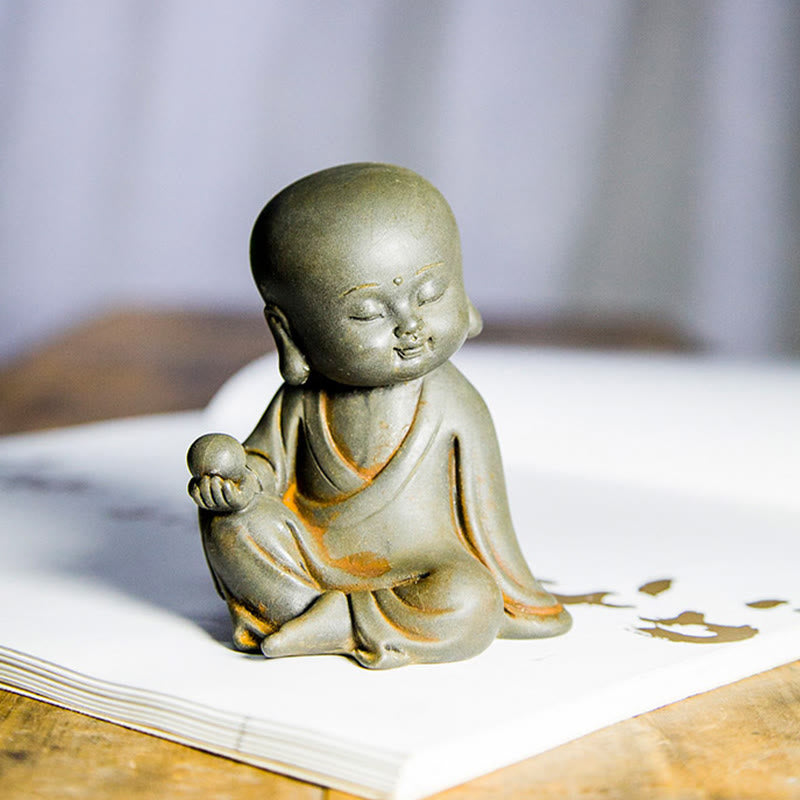 ATELIER-TIBET Pierres faites à la main, Ksitigarbha Kwan Yin Guanyin Avalokitesvara Tathagata, poudre de fer rouille, Statue en résine moulée, décoration de la maison