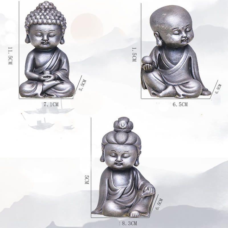 ATELIER-TIBET Pierres faites à la main, Ksitigarbha Kwan Yin Guanyin Avalokitesvara Tathagata, poudre de fer rouille, Statue en résine moulée, décoration de la maison