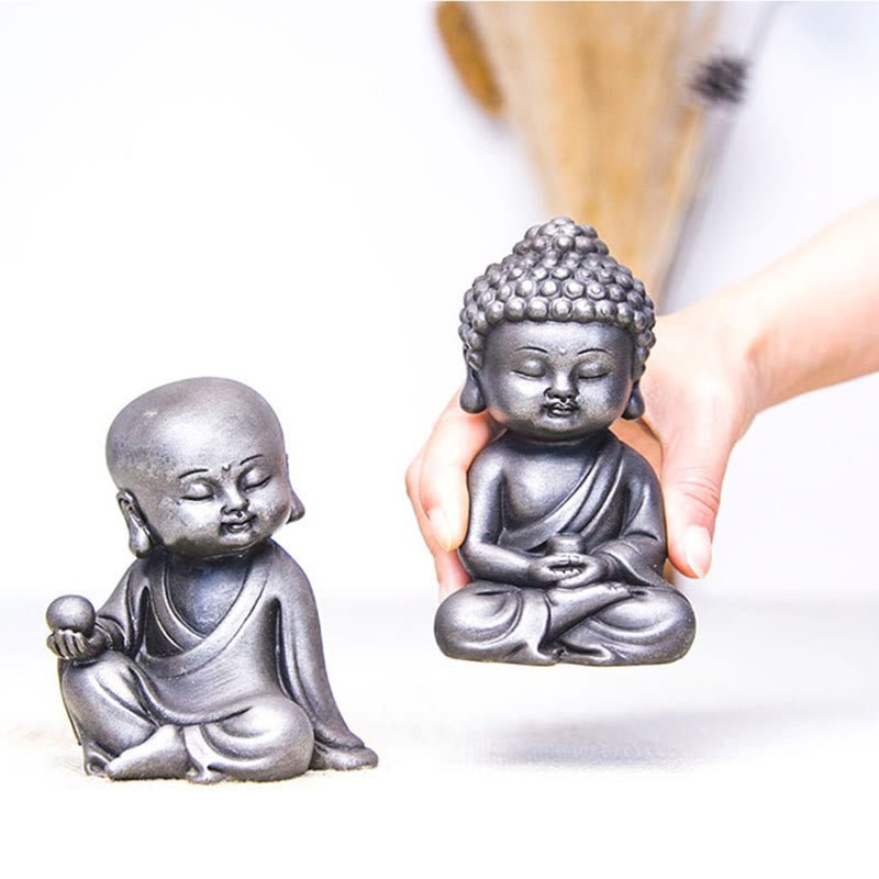 ATELIER-TIBET Pierres faites à la main, Ksitigarbha Kwan Yin Guanyin Avalokitesvara Tathagata, poudre de fer rouille, Statue en résine moulée, décoration de la maison
