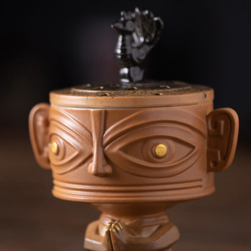 ATELIER-TIBET Brûleur d'encens en céramique de guérison en Buddha Stones Sanxingdui Décoration de bureau