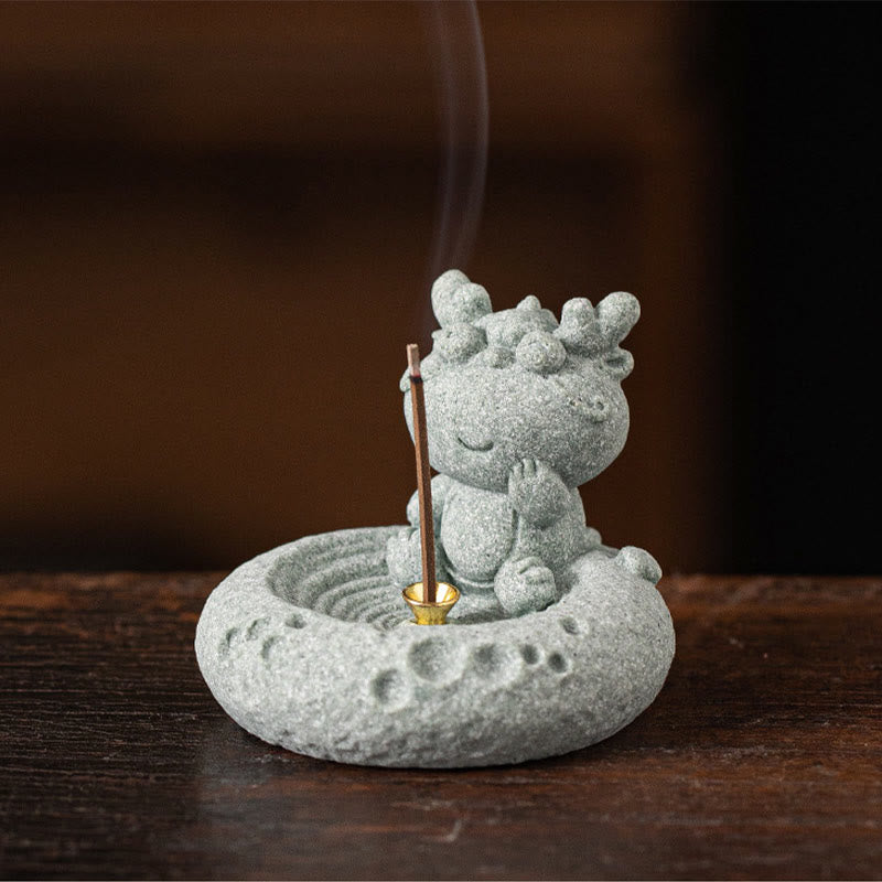 ATELIER-TIBET Brûleur d'encens de guérison du zodiaque chinois en Buddha Stones Décoration de bureau