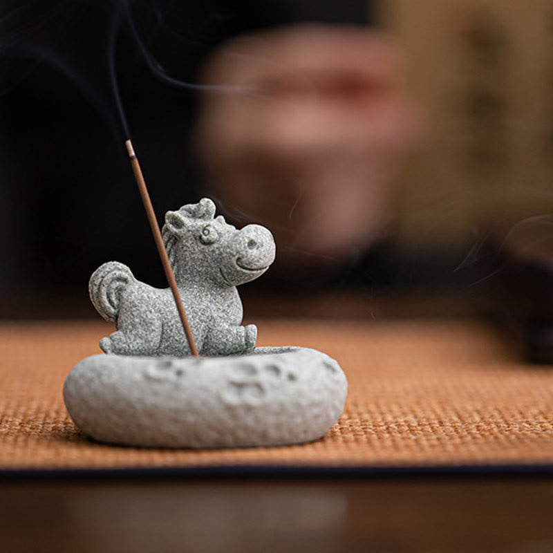 ATELIER-TIBET Brûleur d'encens de guérison du zodiaque chinois en Buddha Stones Décoration de bureau
