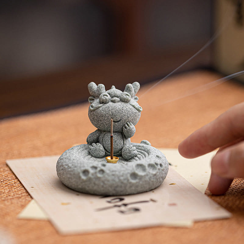 ATELIER-TIBET Brûleur d'encens de guérison du zodiaque chinois en Buddha Stones Décoration de bureau