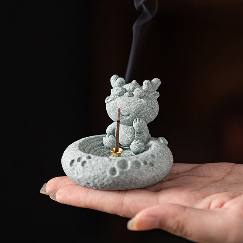 ATELIER-TIBET Brûleur d'encens de guérison du zodiaque chinois en Buddha Stones Décoration de bureau