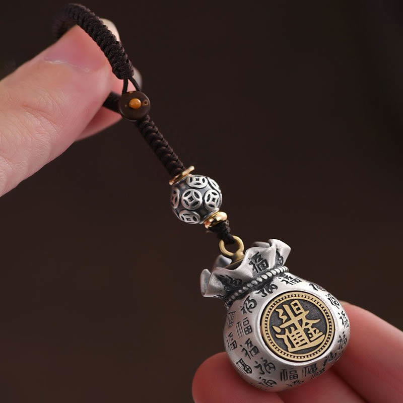 ATELIER-TIBET — Porte-clés Sac de Richesse Fu — Talisman Symbolique de Prospérité & Abondance