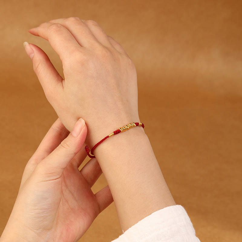 ATELIER-TIBET – Bracelet Fil Rouge Ultra-Fin & Or 999, Tressage Artisanal Ajustable