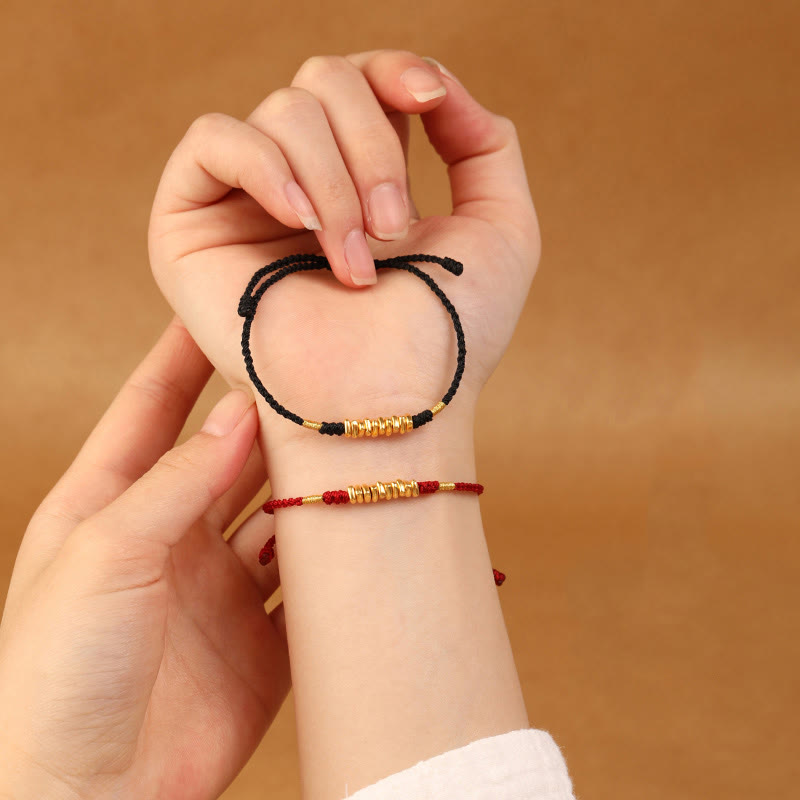ATELIER-TIBET – Bracelet Fil Rouge Ultra-Fin & Or 999, Tressage Artisanal Ajustable