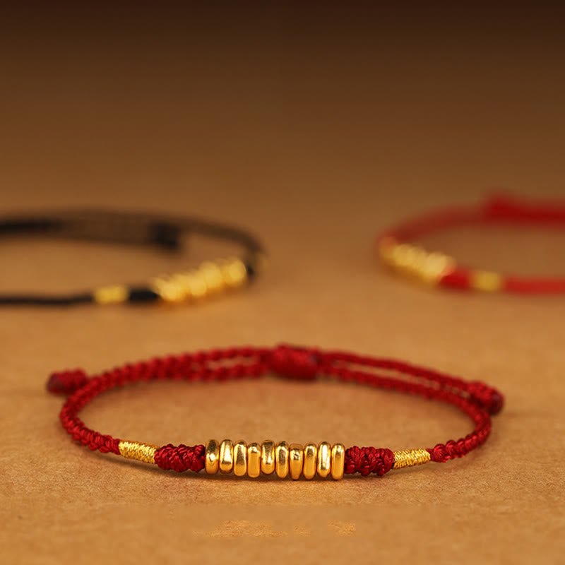 ATELIER-TIBET – Bracelet Fil Rouge Ultra-Fin & Or 999, Tressage Artisanal Ajustable