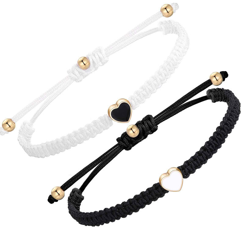 ATELIER-TIBET – Bracelets Couple Cœur en Fil Rouge Tressé, Ajustables