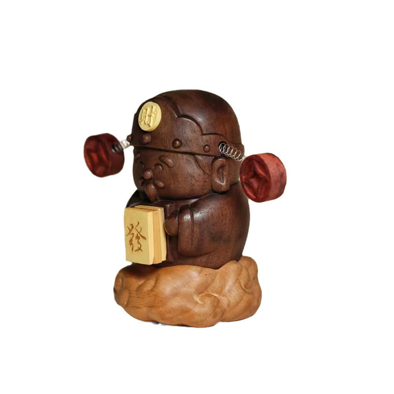 ATELIER-TIBET – Statue Dieu de la Richesse Caishen en Noyer Noir | Décoration Feng Shui