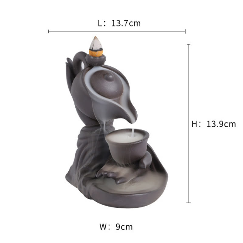 ATELIER-TIBET – Porte-Encens Main de Bouddha Céramique – Effet Fumée à Reflux 13,7 cm