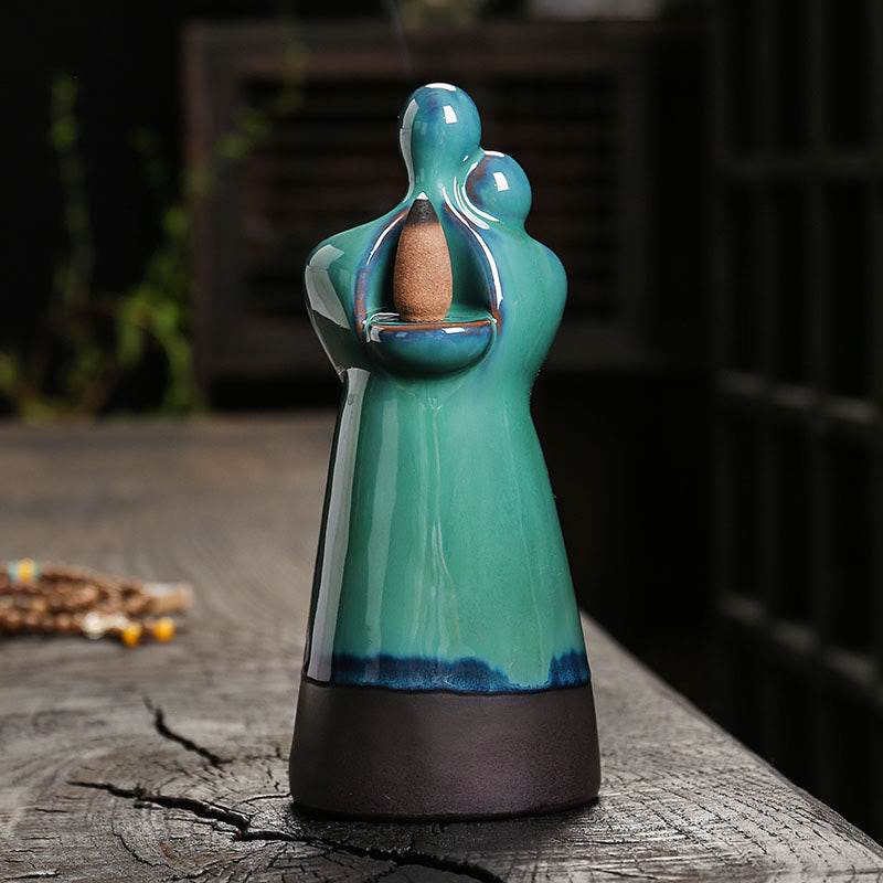 ATELIER-TIBET – Porte-Encens à Reflux Couple d’Amoureux en Céramique 7,3 cm